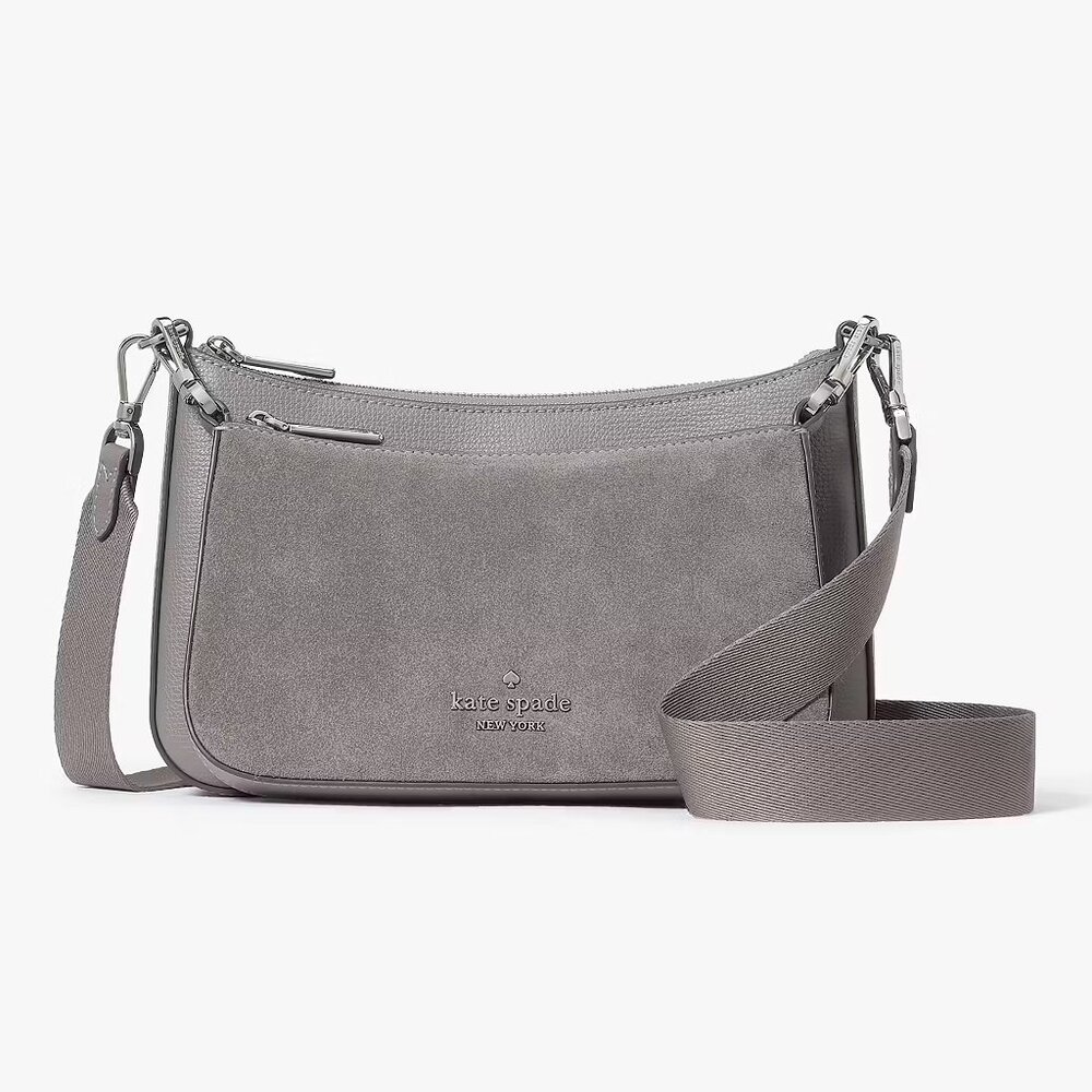 Kate Spade Duet Hare Grey Suede Leather Small Crossbody NWT